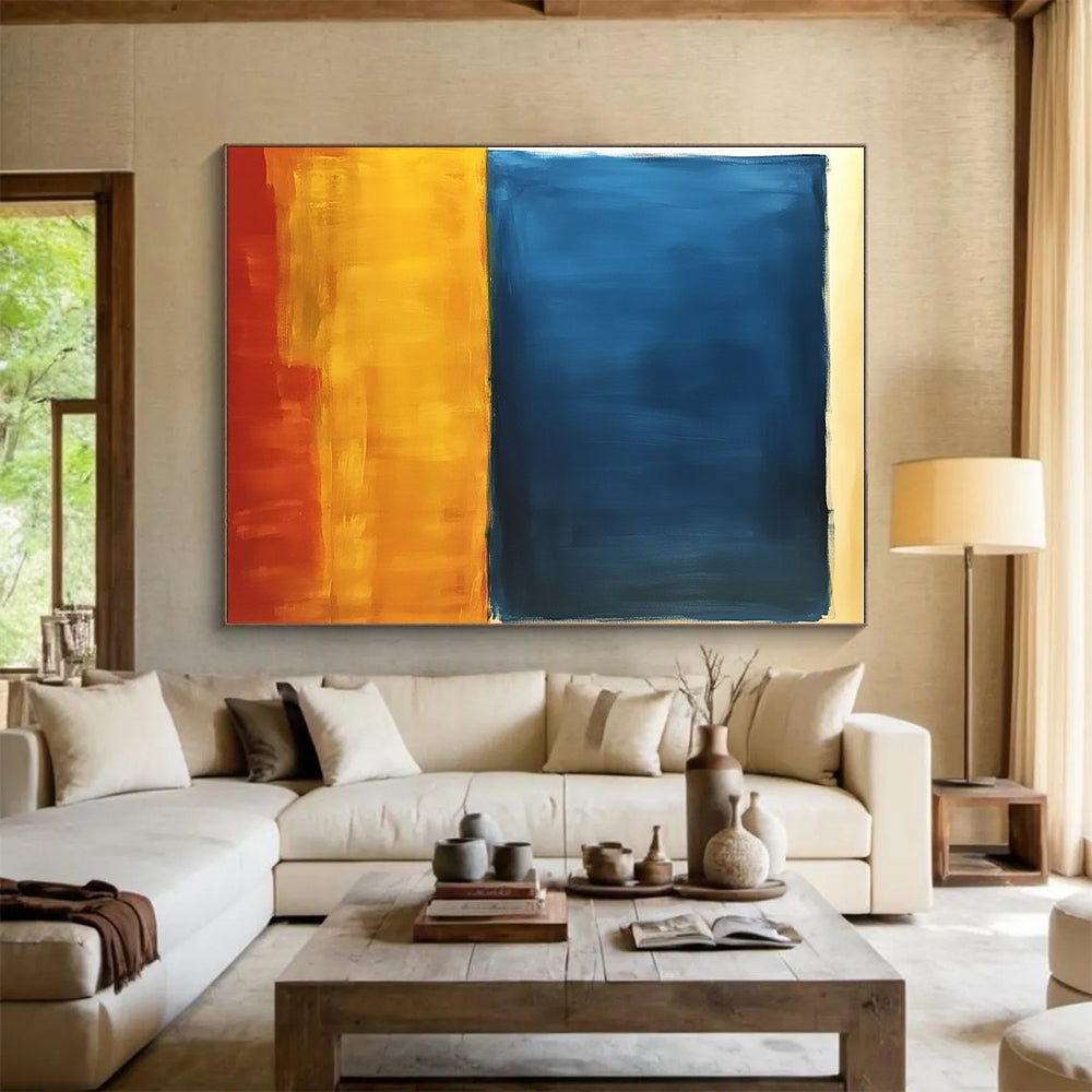 Blue and Yellow Abstract Gradient Painting with Subtle Textures GER221