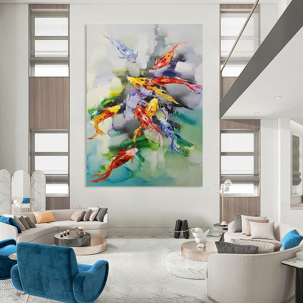Massive Custom Hand - Painted Abstract Murals for Living Room Open - Shelf Kitchenettes & Cottage Outdoor Showers DLZ0672