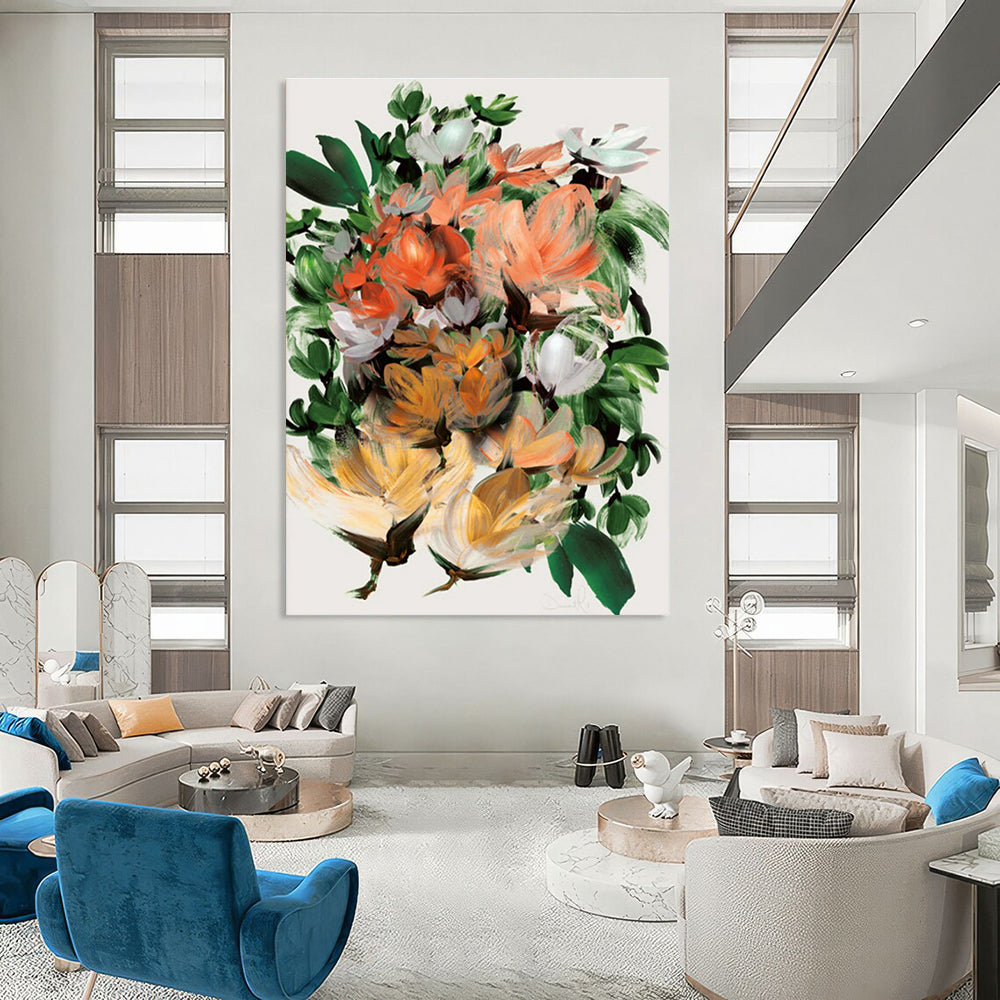 Expressive Flower Bouquet with Bold Brushstrokes Painting ADGE217