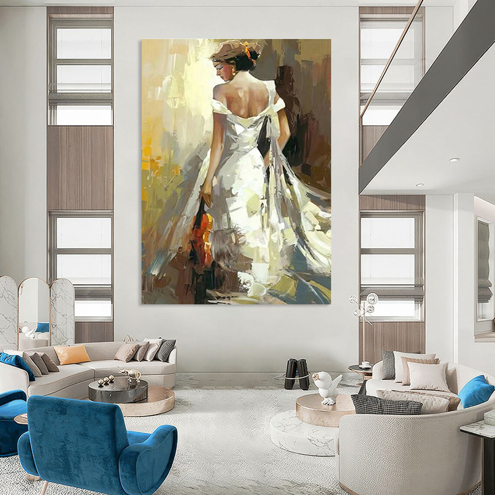 Oversized Custom Hand-Painted Abstract Art for Cottage Hallway Umbrella Stand and Office Printer Station Wall DLZ1964