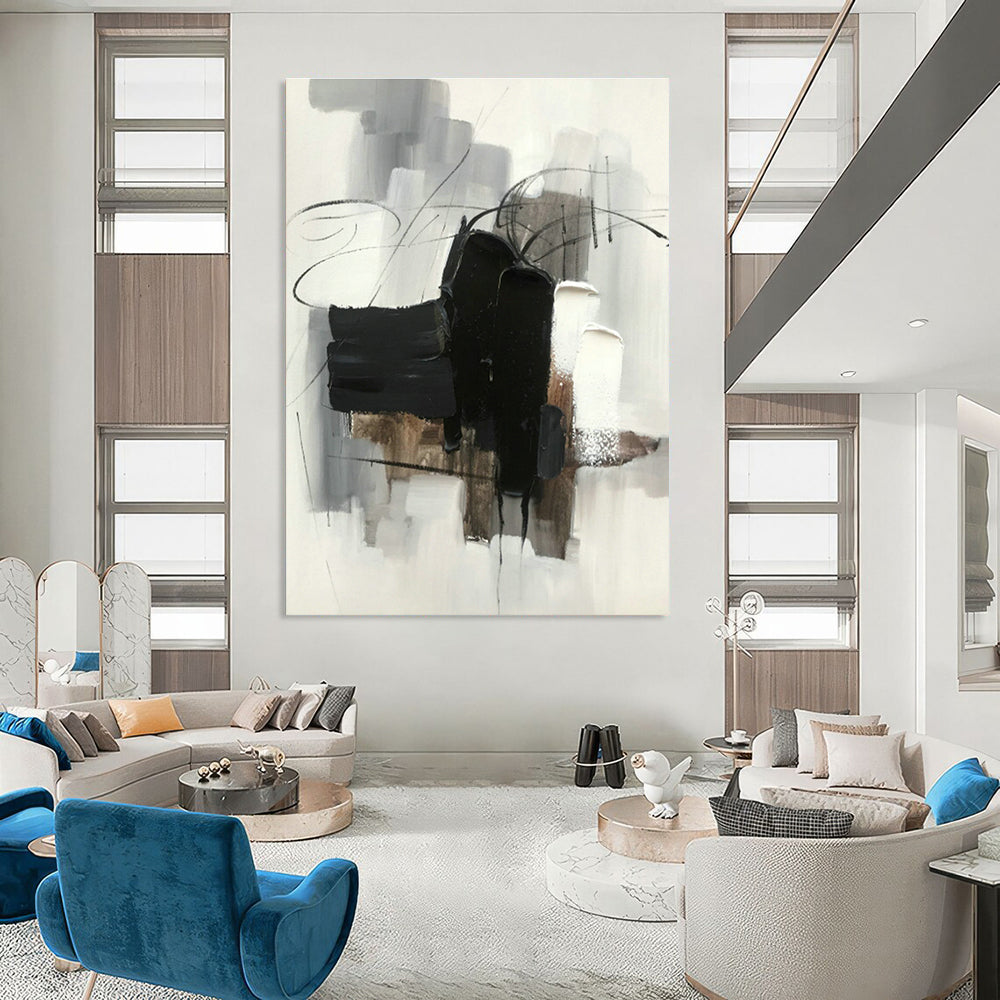 Extra-Large Handmade Abstract Canvas for Cottage Bedroom & Living Room DLZ1282