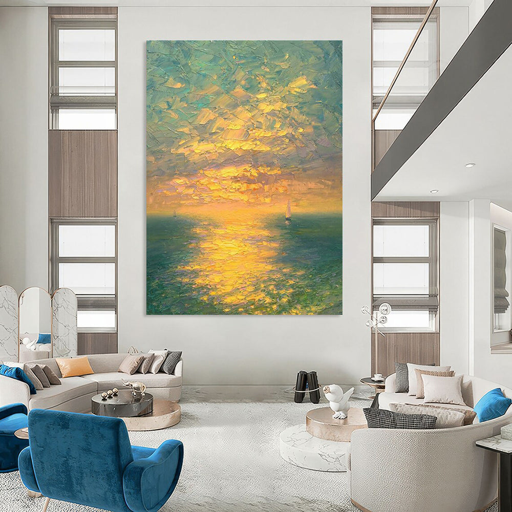 Vast - Scale Custom Abstract Paintings for Cottage Dining Room Fireplaces & Office Break Room Nooks DLZ0734
