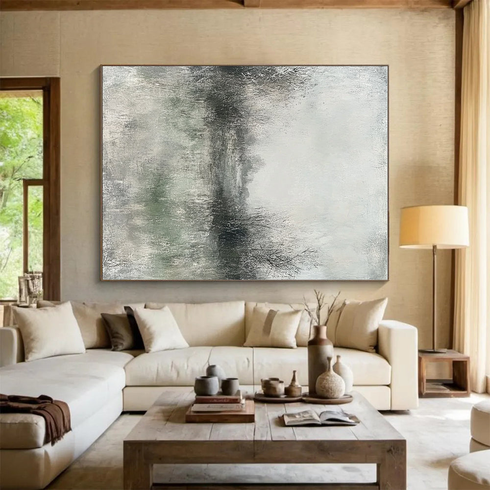Monochromatic Landscape Abstract Painting with Textured Depths GER162