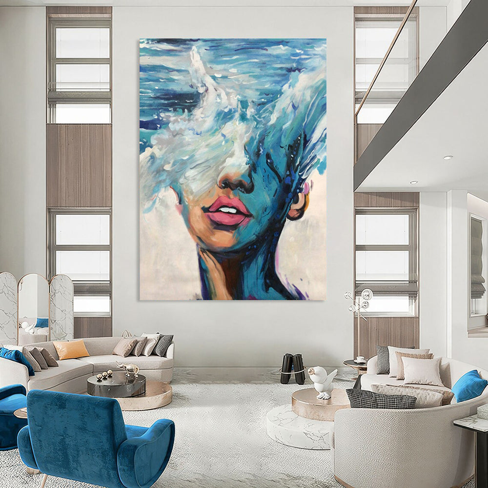 Ocean Wave and Face Abstract Painting ADGE347