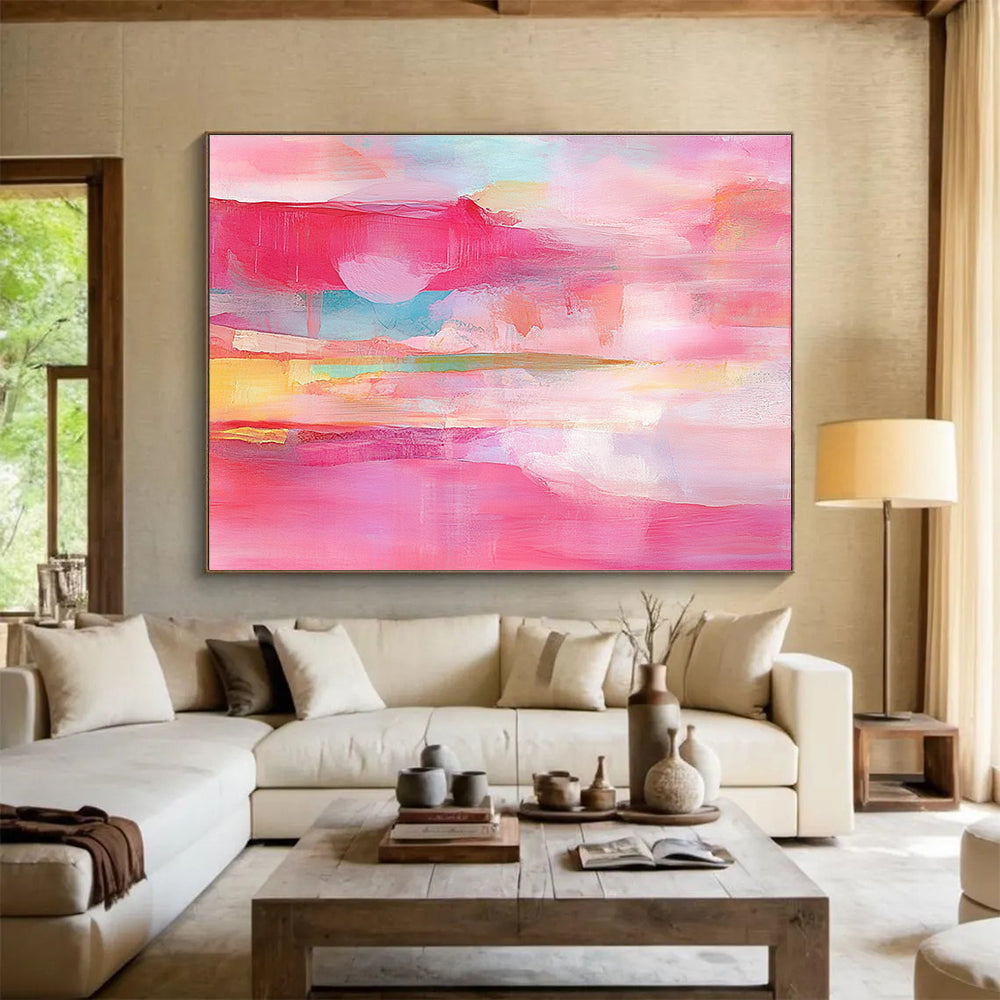 Pink Toned Abstract Landscape Painting with Soft Color Layers DYP495