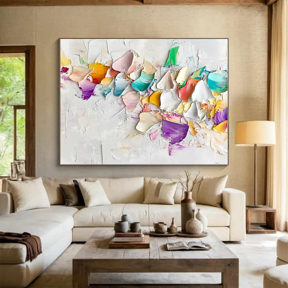 Colorful Petal Abstract Painting with Thick Textures GER484