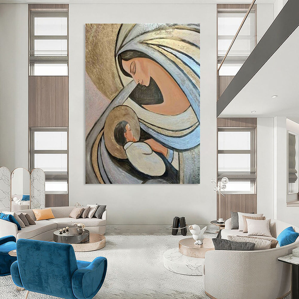 Monumental Custom-Enhanced Hand Painted Abstract Wall Decor for Cottage & Living Room DLZ2110