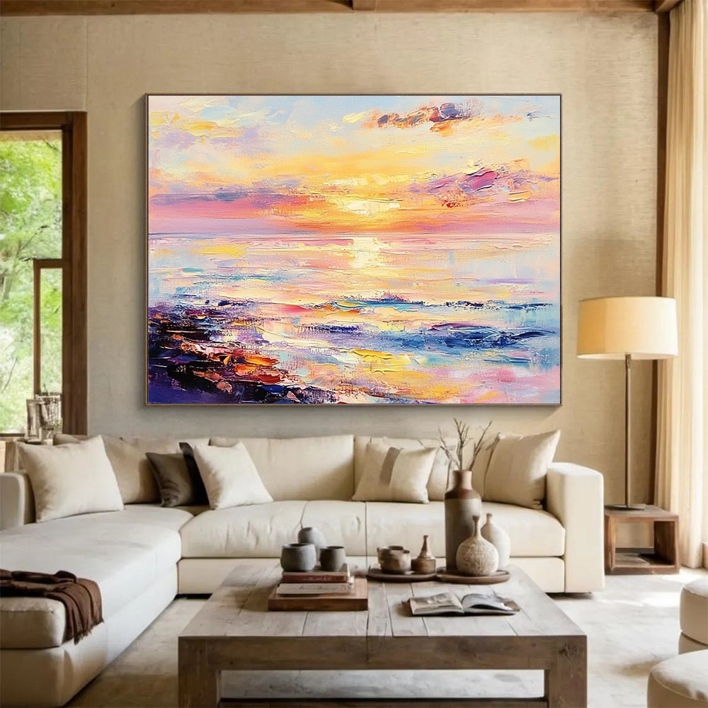 Pastel Sunset Abstract - Dreamy Ocean Abstract Painting DYP008