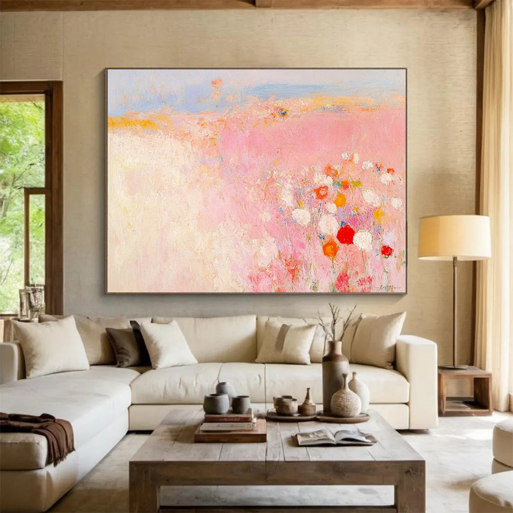 Pastel Landscape Abstract Painting with Pink and Soft Hues DYP508