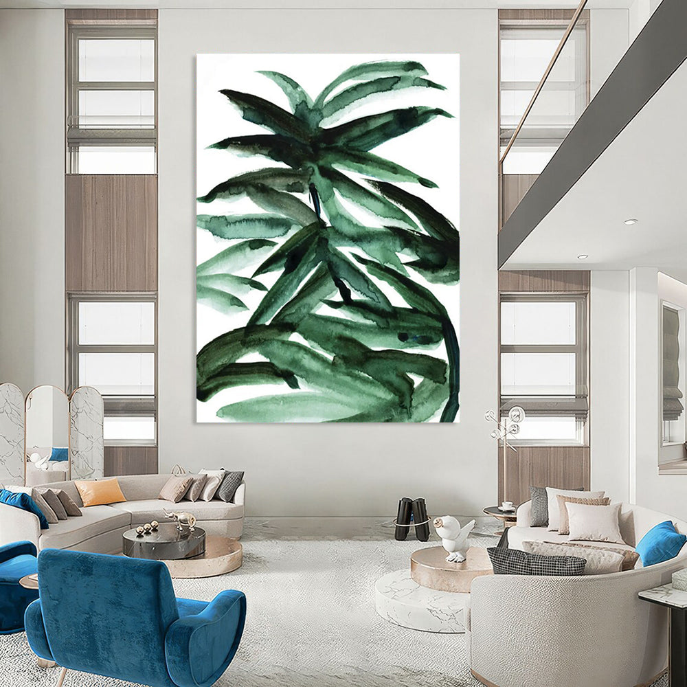 Green Leafy Watercolor Abstract Painting ADGE243