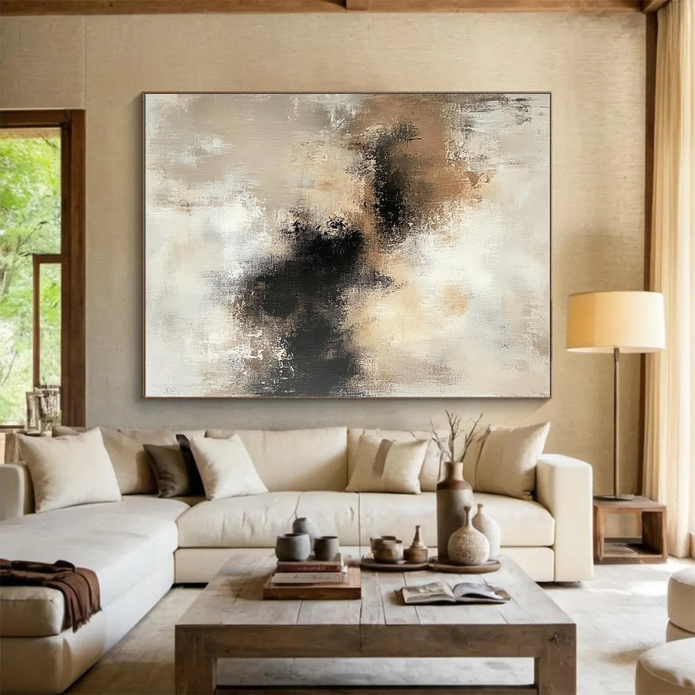 Soft Neutral Abstract Painting with Gentle Textures GER534
