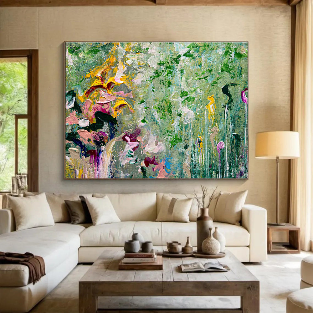 Floral Abstract Painting with Playful Flower Forms THY336