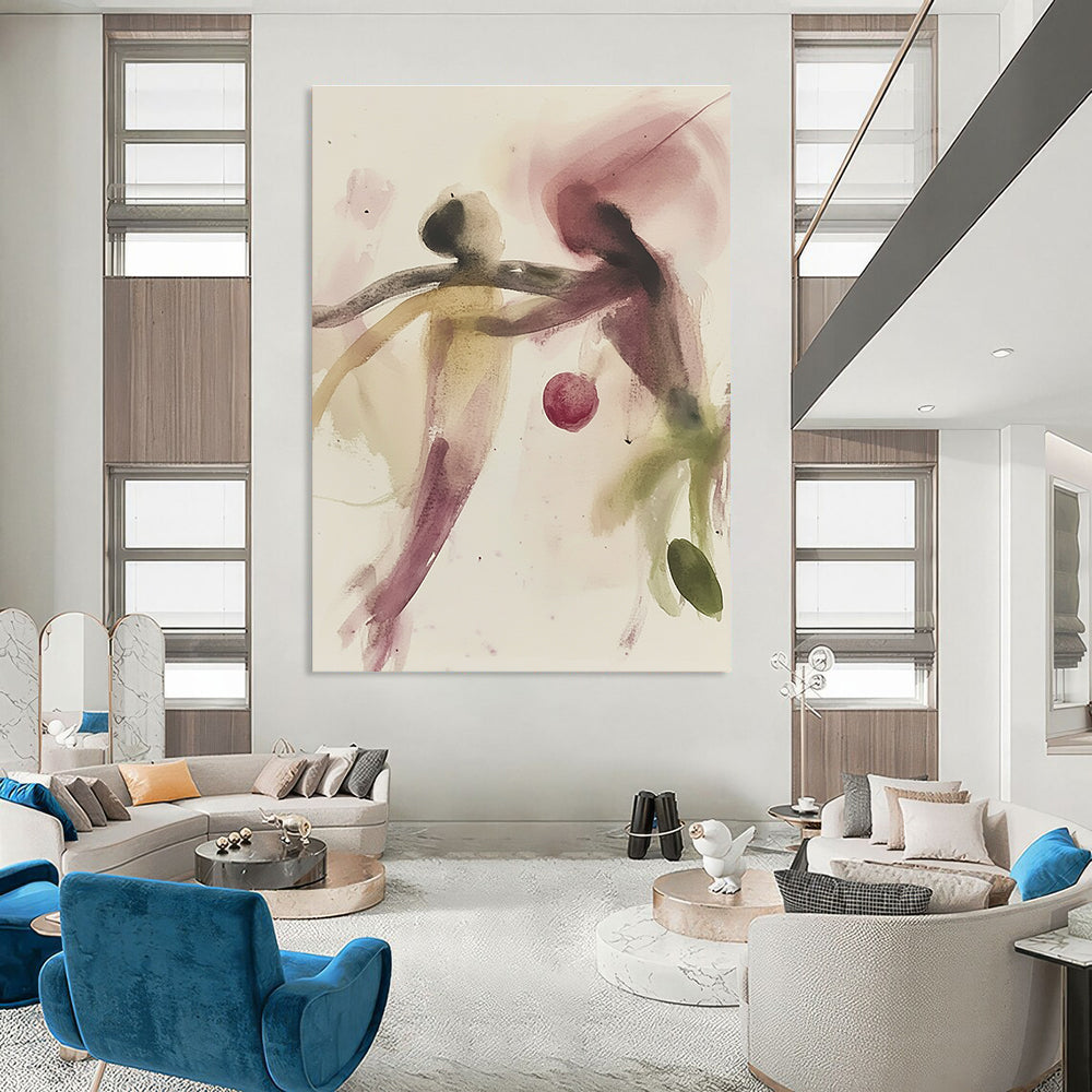 Large abstract drawing featuring a square and an abstract chair in white lines on black paper, minimalist style with a dark background.STSC1191