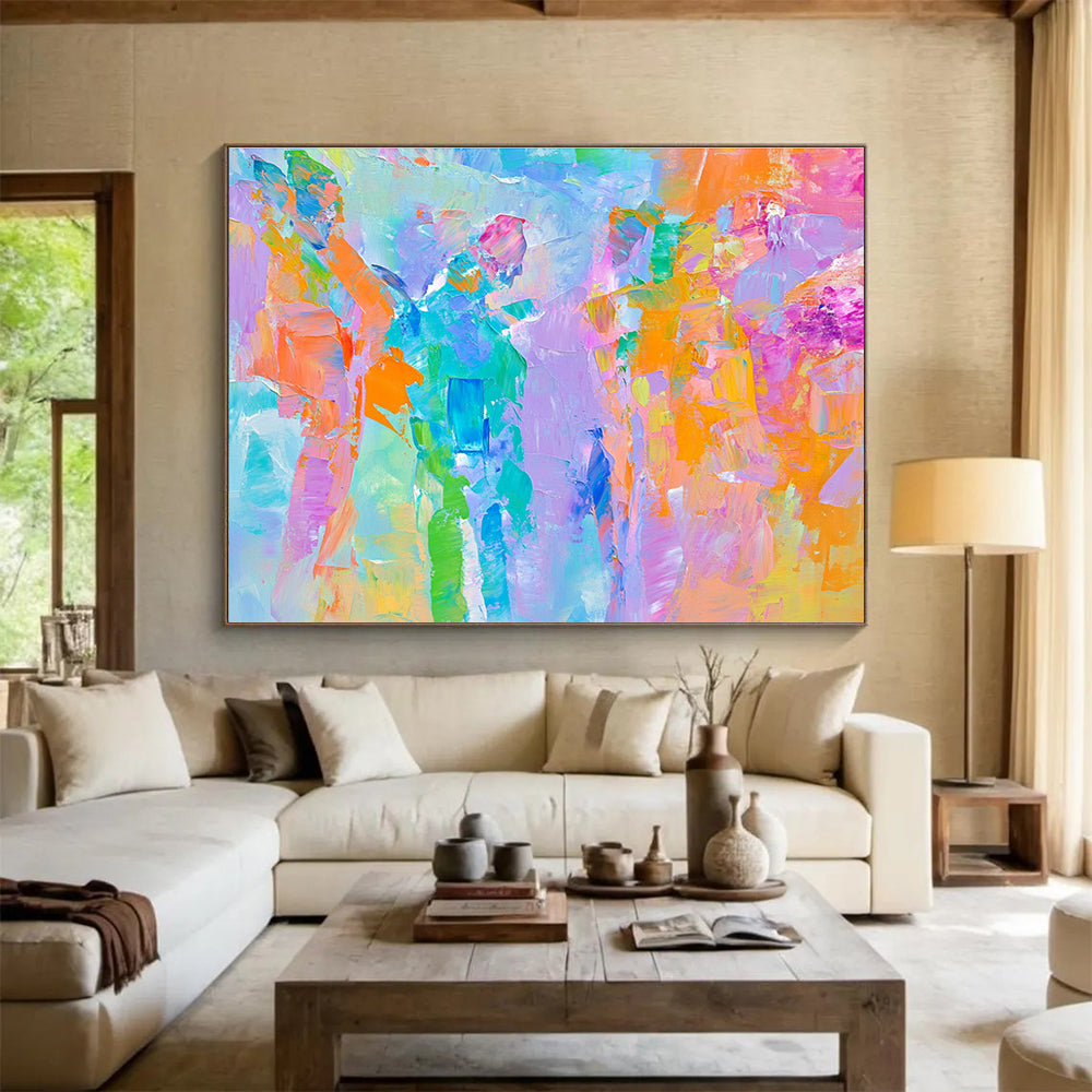 Colorful Patchwork Abstract Painting with Bright and Diverse Hues DYP344