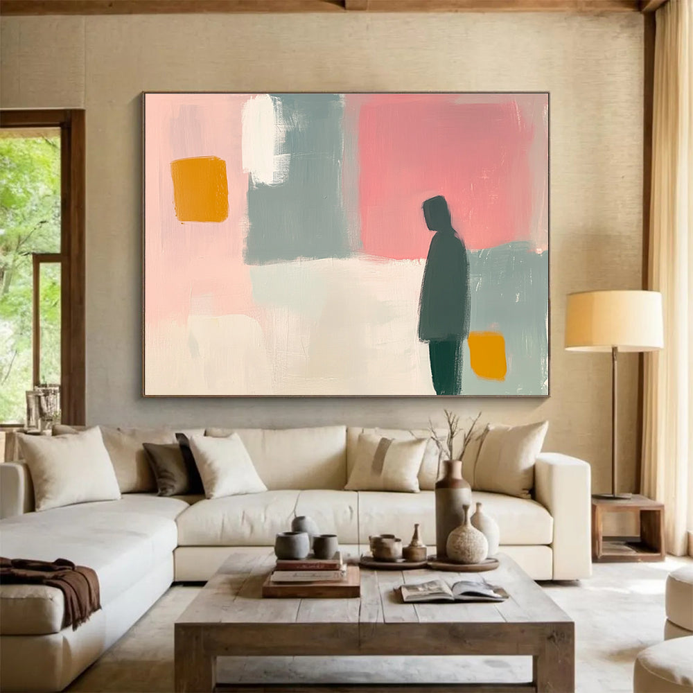 Solitary Figure Abstract Painting with Muted Tones DYP538