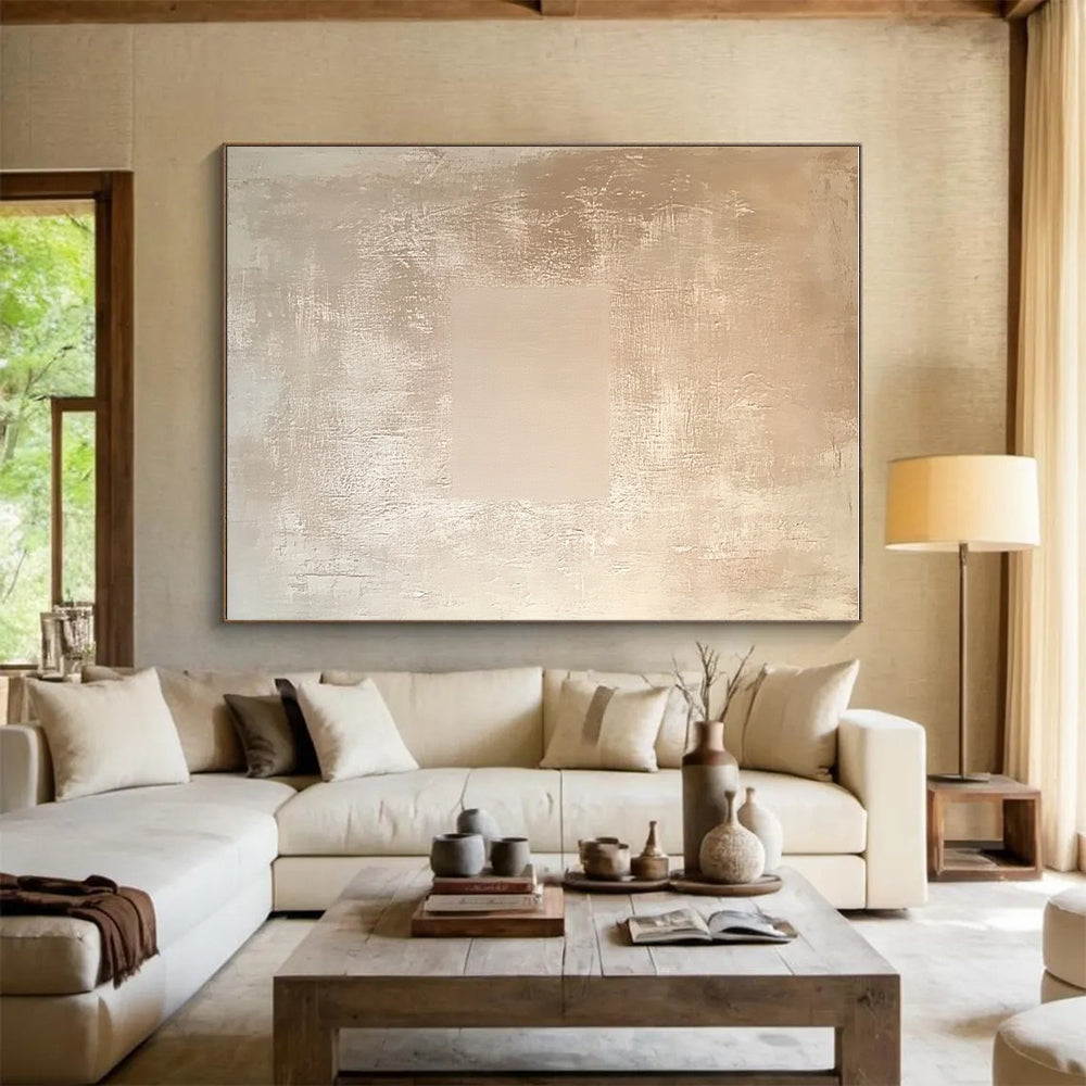 Beige Minimalist Abstract Painting with Subtle Textures GER085