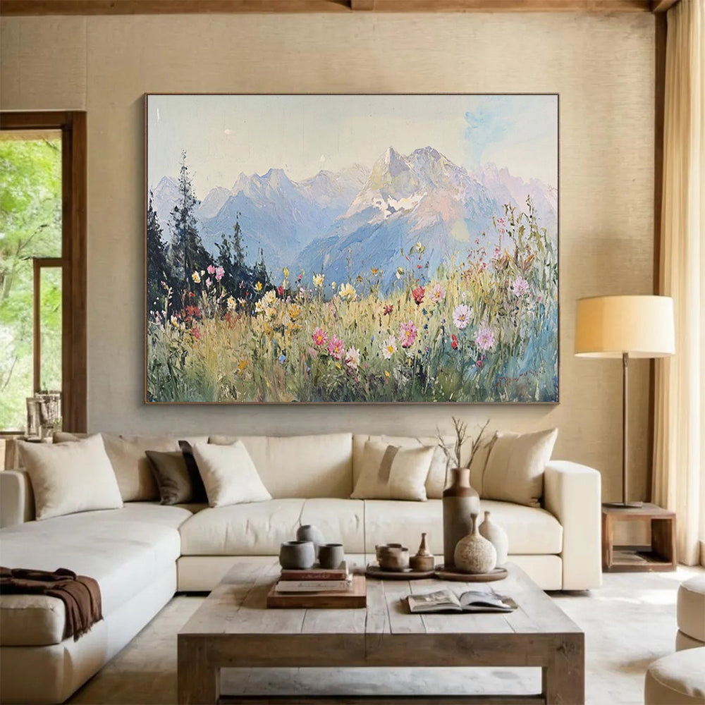 Alpine Meadow Abstract Painting with Fresh, Natural Abundance THY409