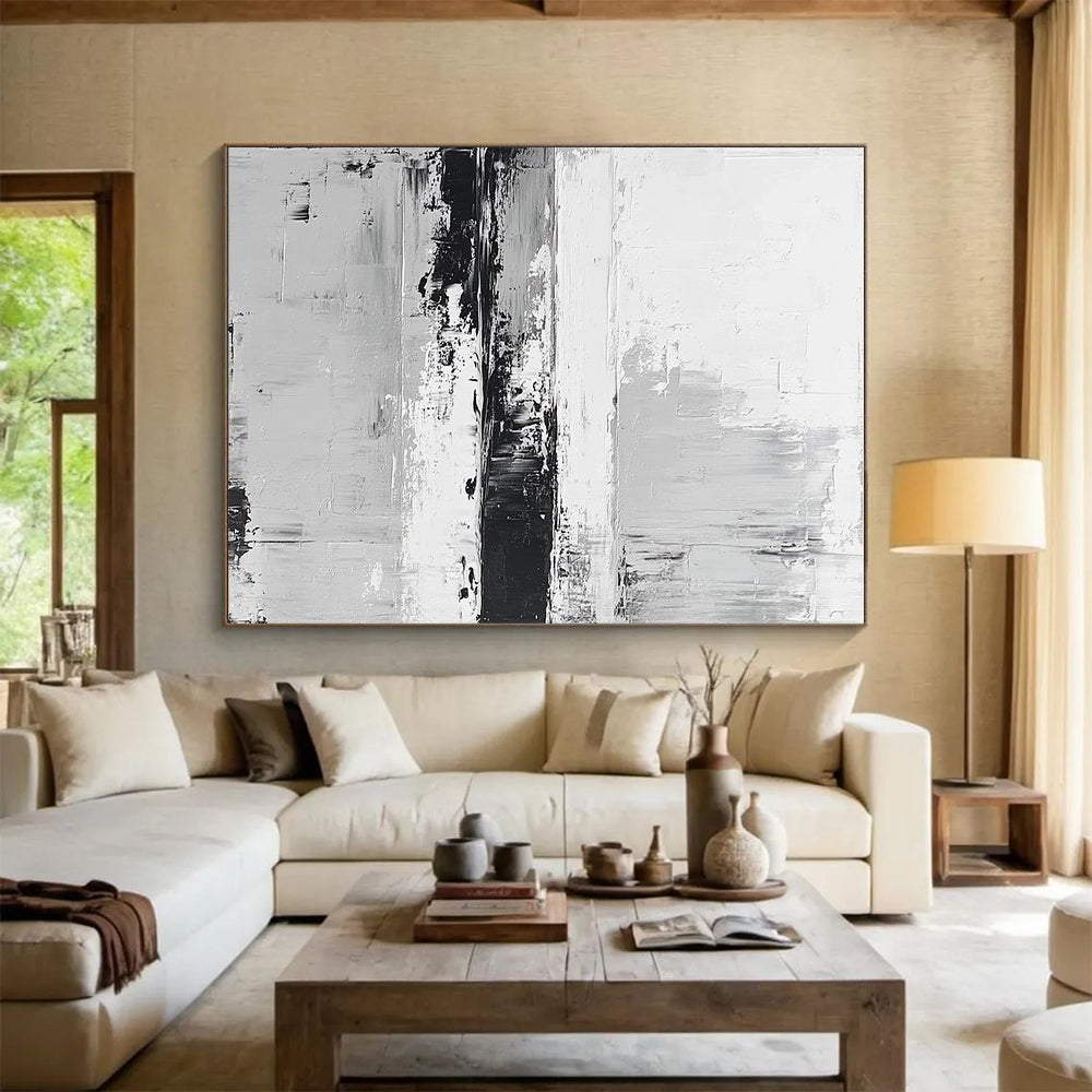 Monochrome Layered Abstract with Black and White Textures GER361