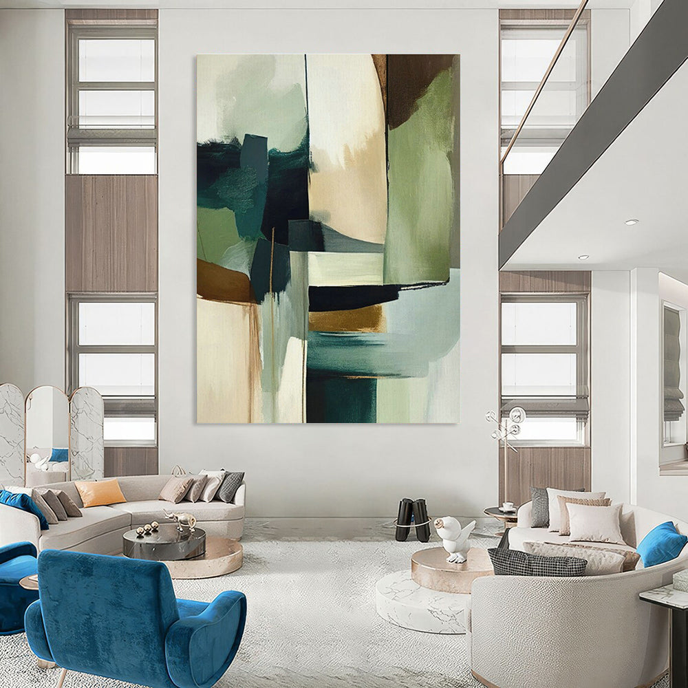 Large Hand-Painted Abstract Art for Cottage Living Room and Cottage Entryway DLZ1637