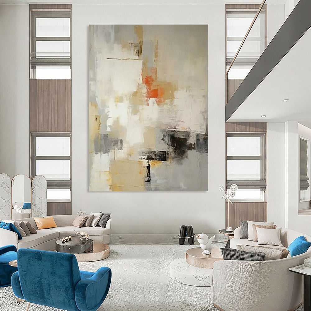 Large Hand-Painted Abstract Art for Cottage Office Headphone Hook Wall & Hallway Dog Collar Hanging Wall DLZ1757