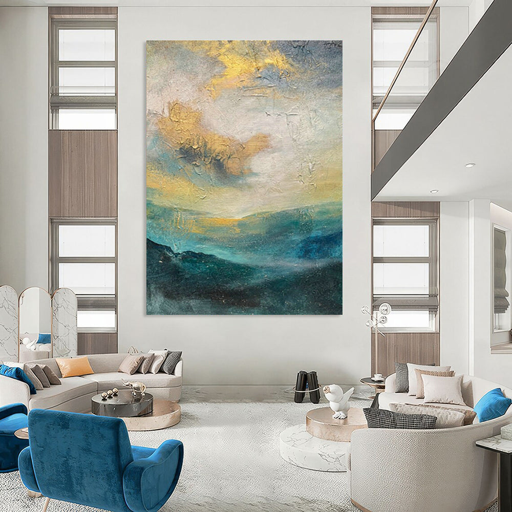 Large Customizable Handmade Abstract Painting for Living Room Bookshelf Ladder Wall and Bedroom Reading Nook Alcove DLZ1901