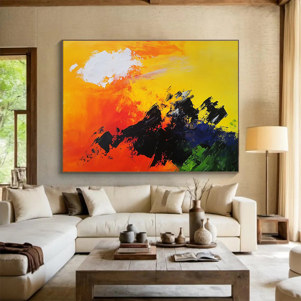 Vibrant Mountain Abstract Painting with Bold Color Combinations DYP342