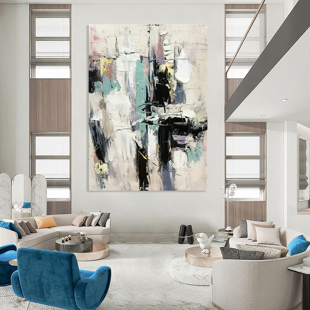 Ultra - Extended, Smart - Mirror - Integrated Custom Abstract Paintings for Living Room Functionality DLZ0498