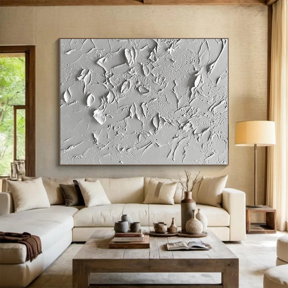 Gray Textured Abstract Painting with Rugged Surfaces GER093