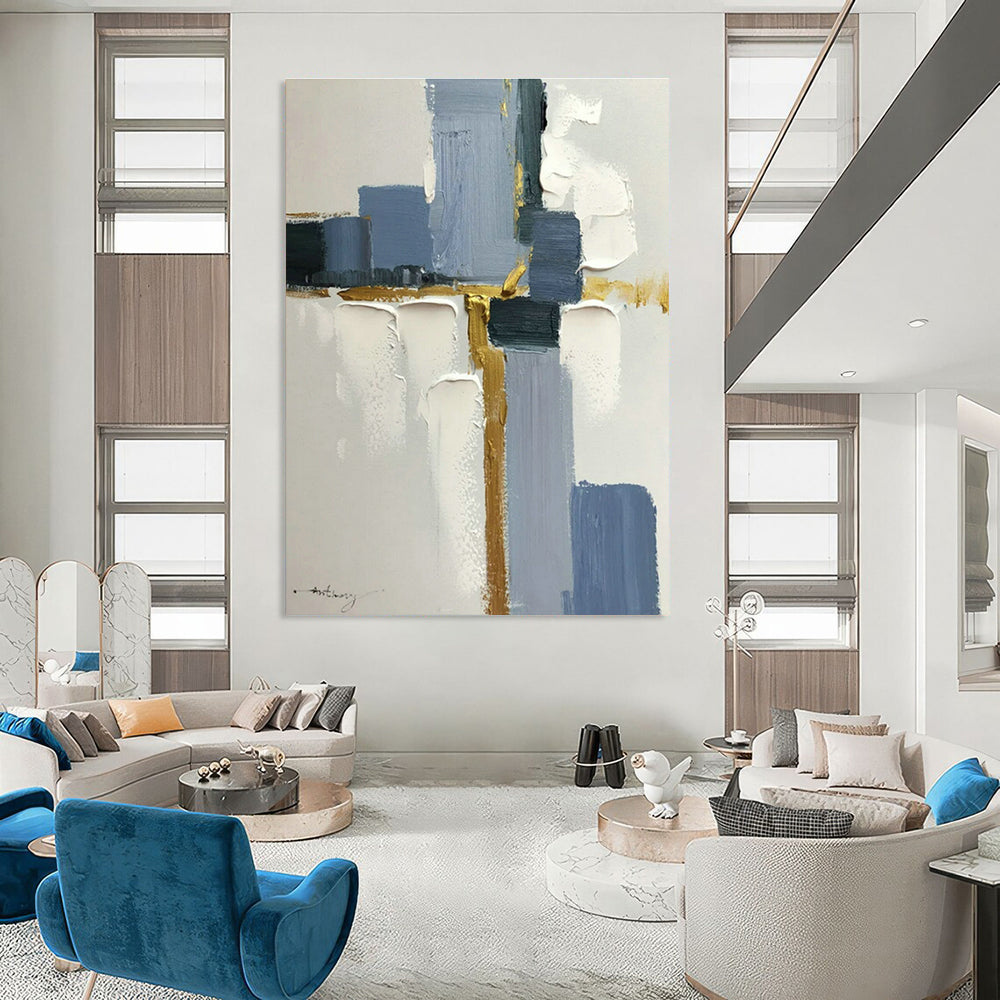 Large Hand-Painted Abstract Painting for Cottage Bedroom Wardrobe Doors and Hallway Coat Closet DLZ1687