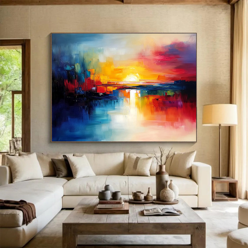 Colorful Sunset Abstract Painting with Vivid Hues DYP152