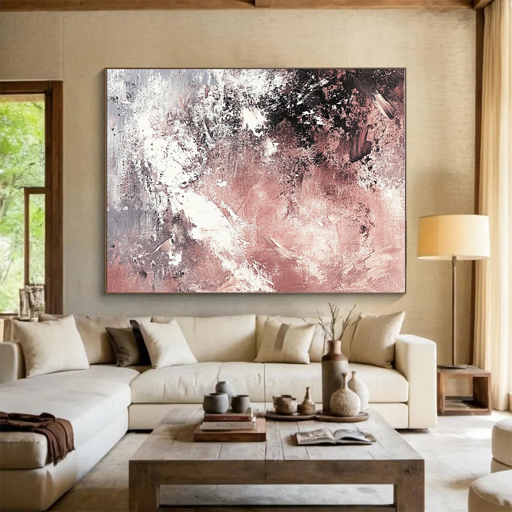 Pink Gray White Abstract Painting with Soft Textures GER745