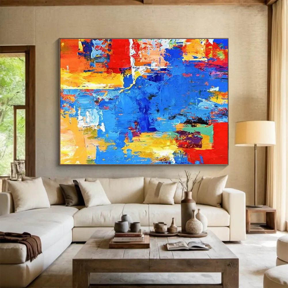 Bold Color Block Abstract Painting with Primary and Secondary Shades THY282