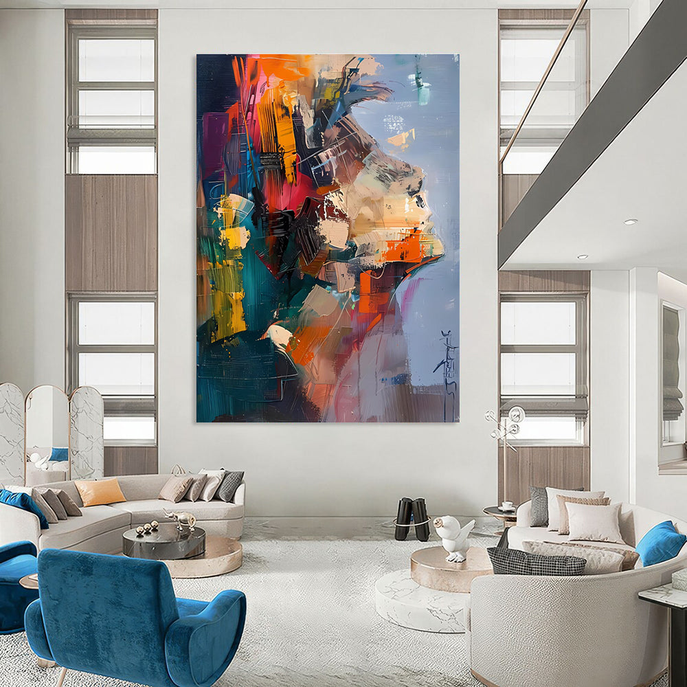 Colorful Portrait Abstract Painting with Mixed Hues ADGE285