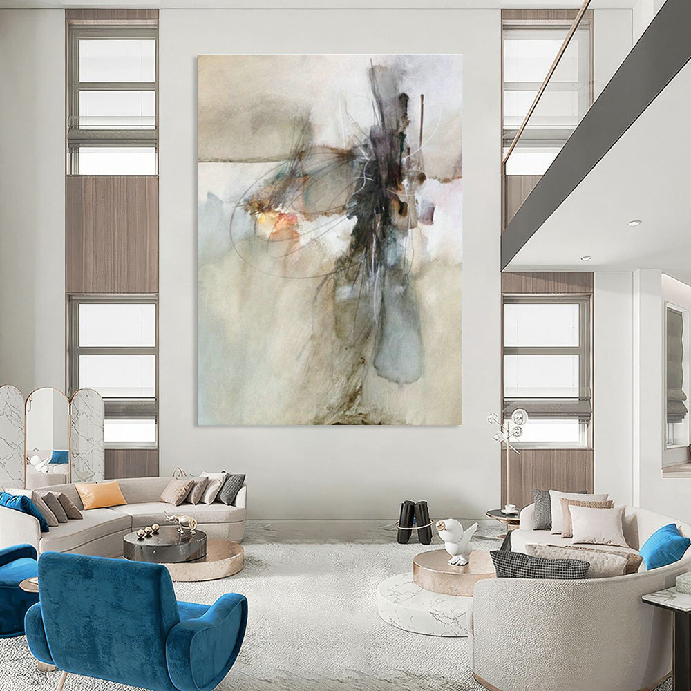 Handmade Abstract Color Art Painting, a Creative Expression for Office and Foyer DLZ0957