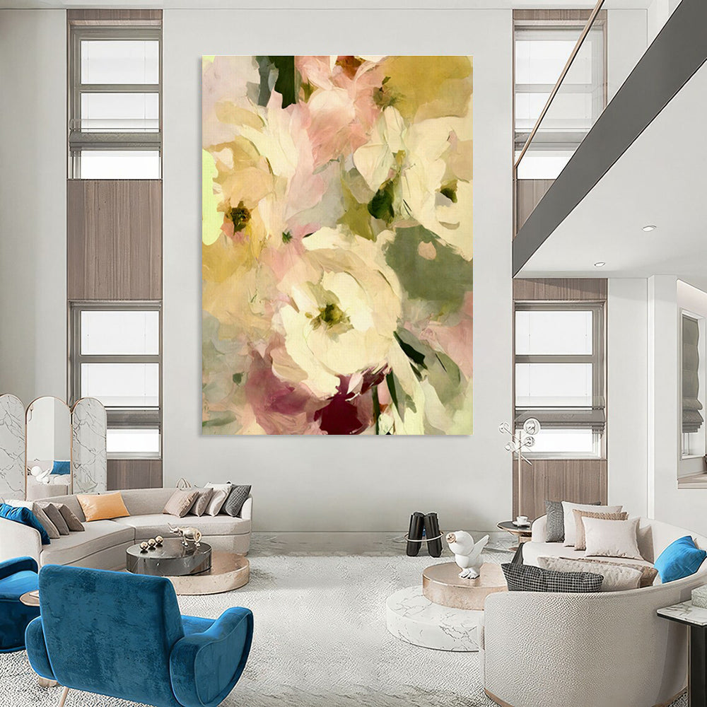 Hand - Painted Oversized Abstract Wall Decor for Cottage Dining Room & Hallway DLZ1361