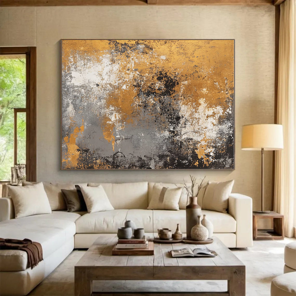 Gold - Flecked Abstract with Gray, White, and Gold GER319
