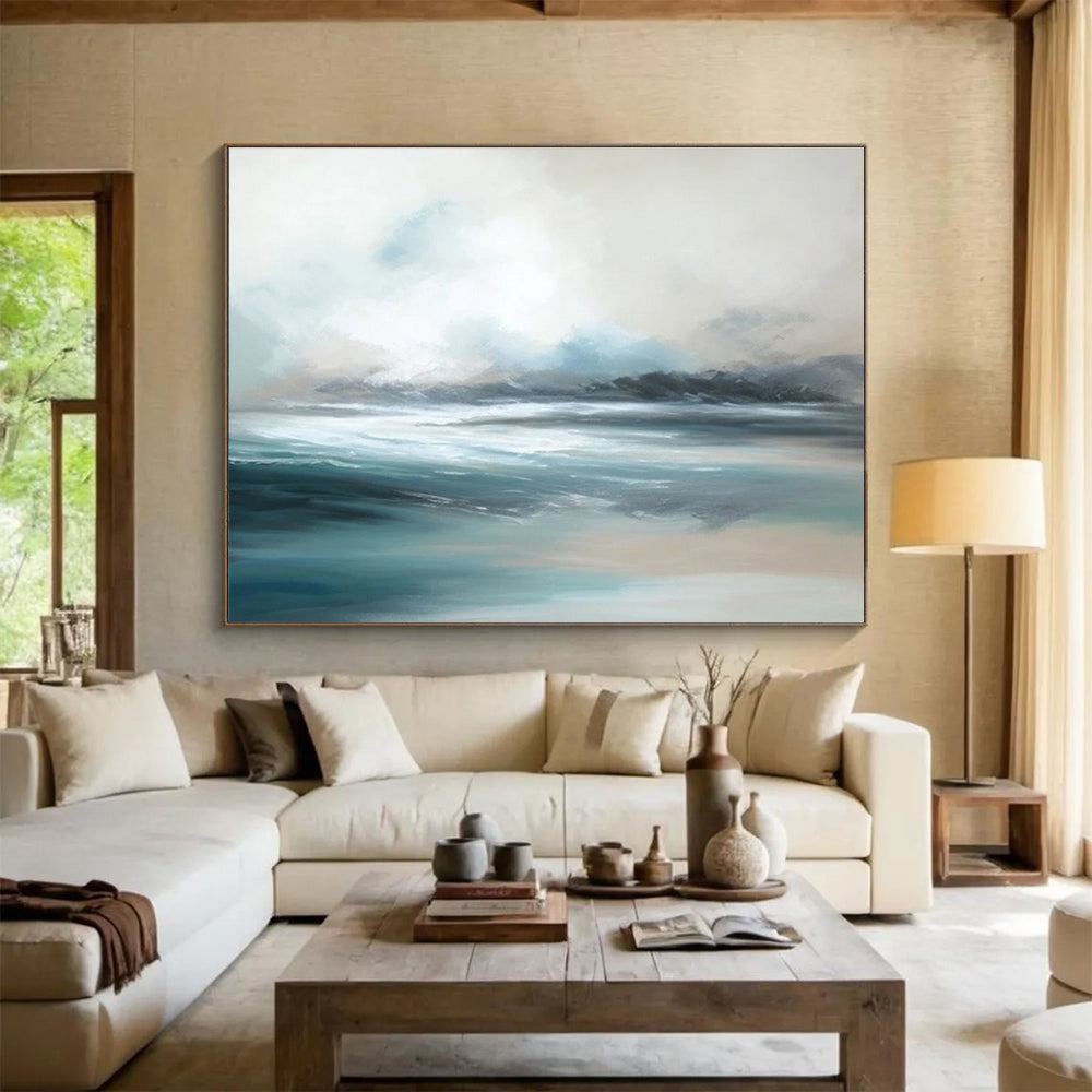 Soft Toned Calm Sea Abstract Painting THY046