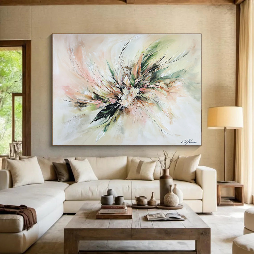 Soft - Toned Floral Abstract Painting with Delicate Brushstrokes DYP146