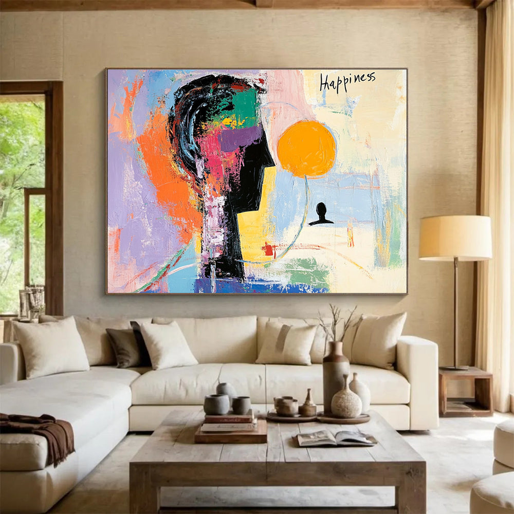 Abstract Happiness Figure Painting with Colorful Palette DYP517