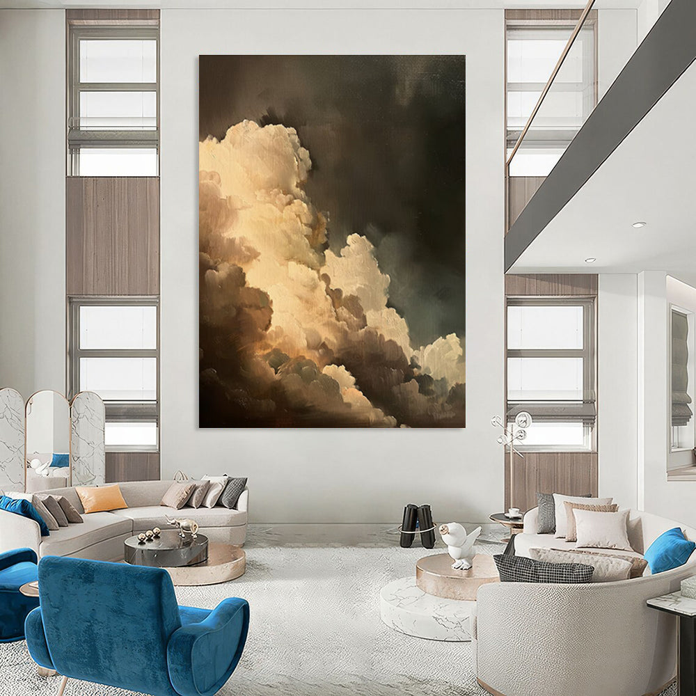 Brown Grey White Cloud Abstract Painting ADGE014