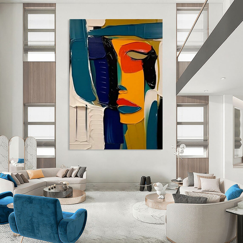 Large Hand-Painted Abstract Painting for Office and Cottage Bedroom DLZ1537