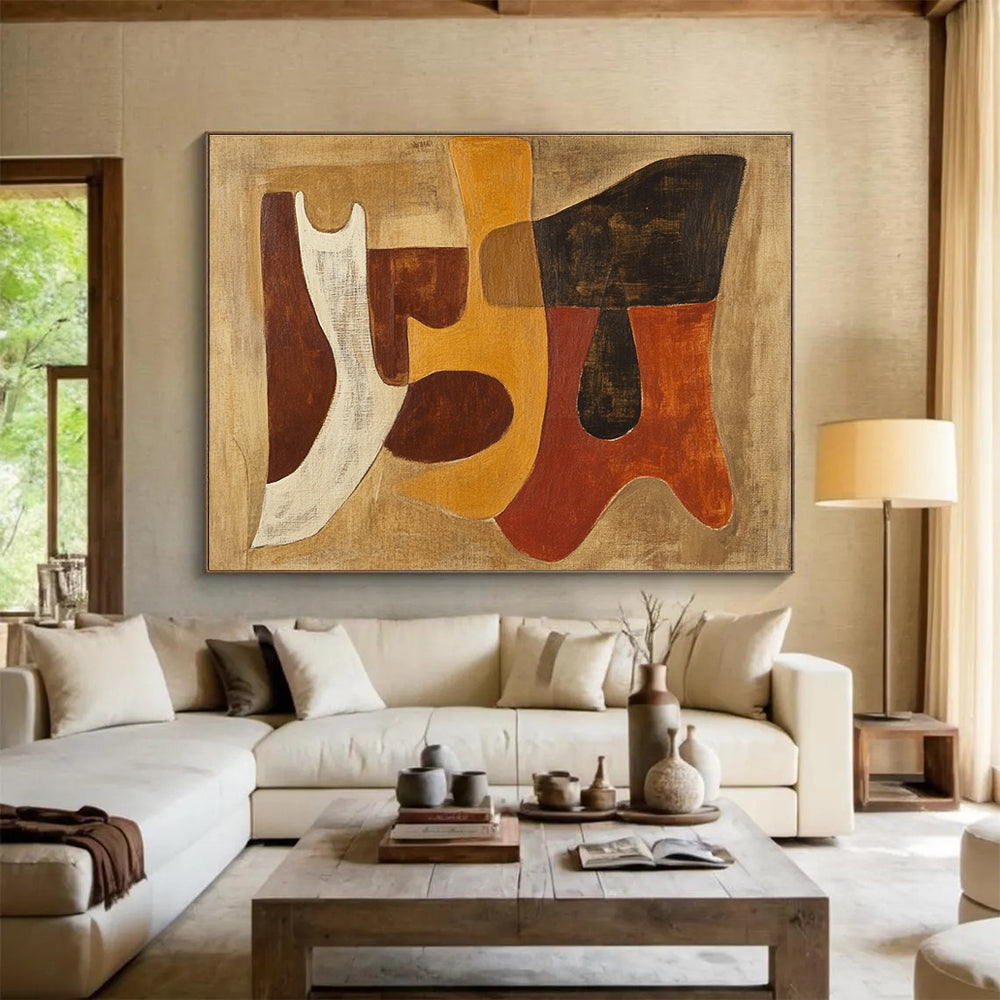 Earth - Toned Abstract Forms Painting DYP104