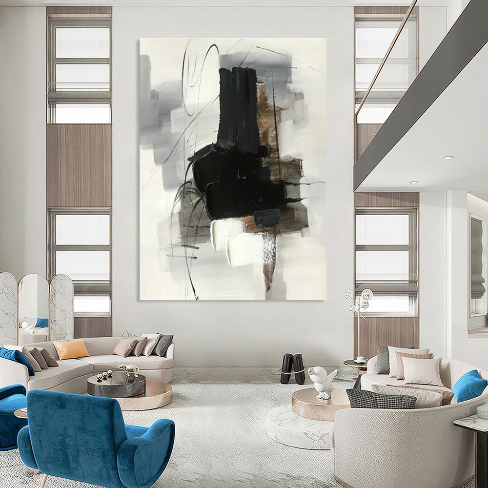 Oversized Hand-Painted Abstract Canvas for Dining Room & Entryway DLZ1287