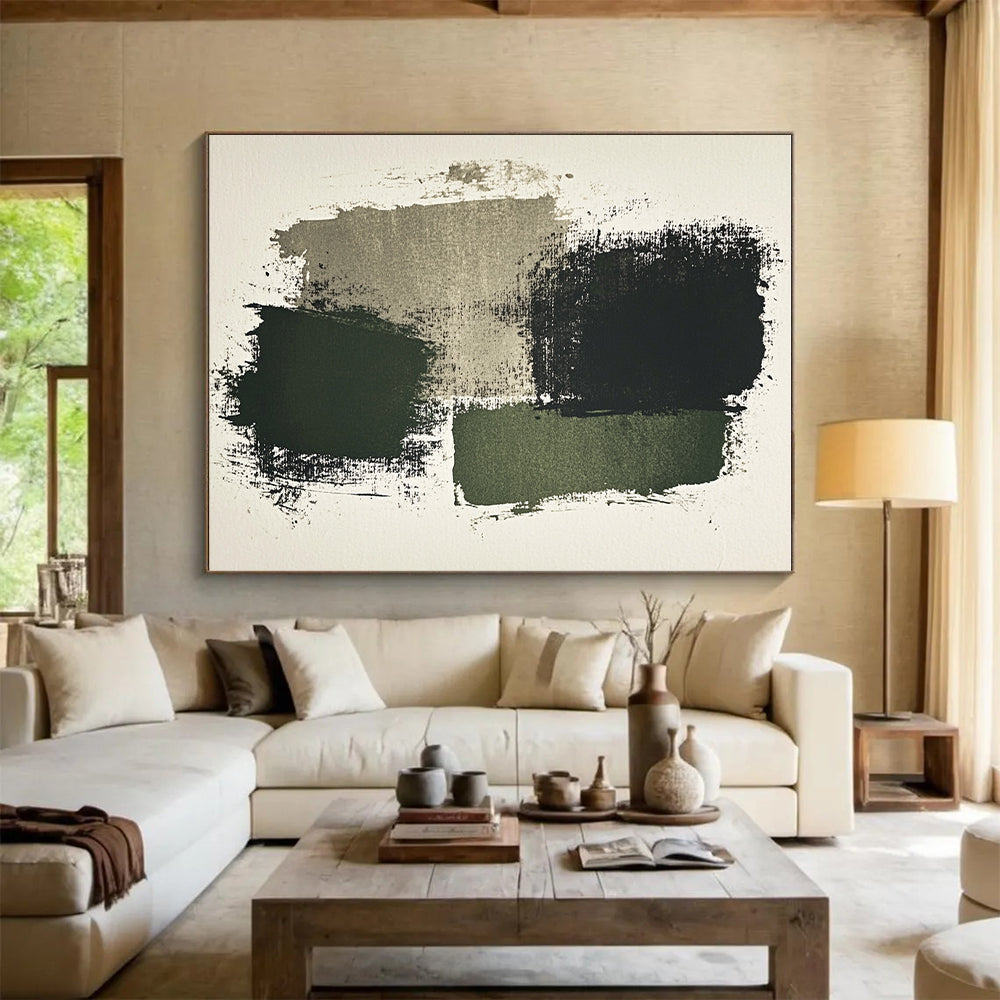 Earth - Toned Abstract with Black, Green, and Gray Textures GER265