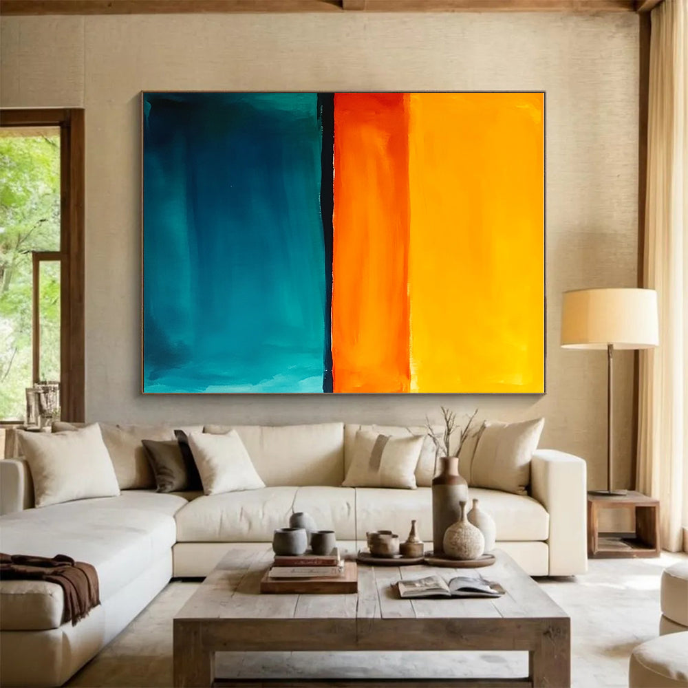 Orange and Teal Sunset - Themed Abstract Painting GER222
