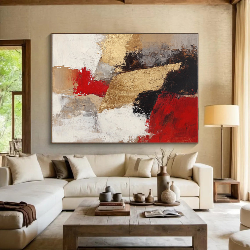 Abstract with Gold and Red Accents on Neutral Background DYP539