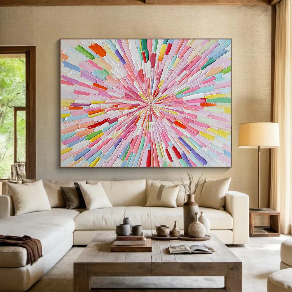 Colorful Radiant Abstract Painting with Vibrant Burst GER124