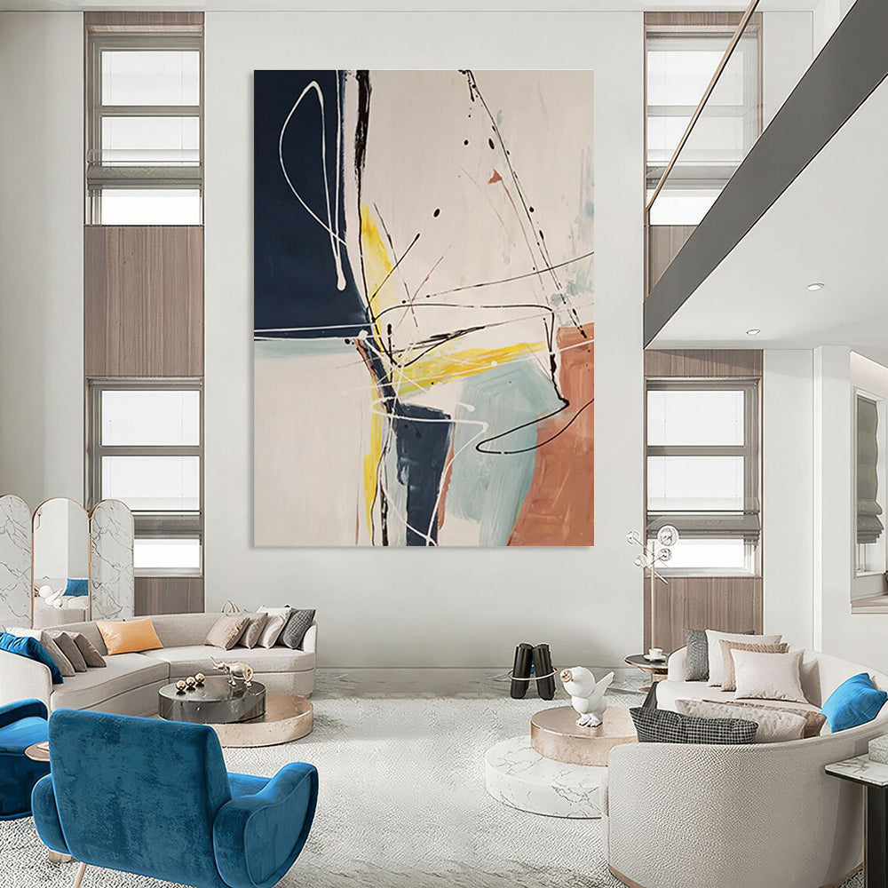Black Yellow Blue Abstract Painting ADGE037