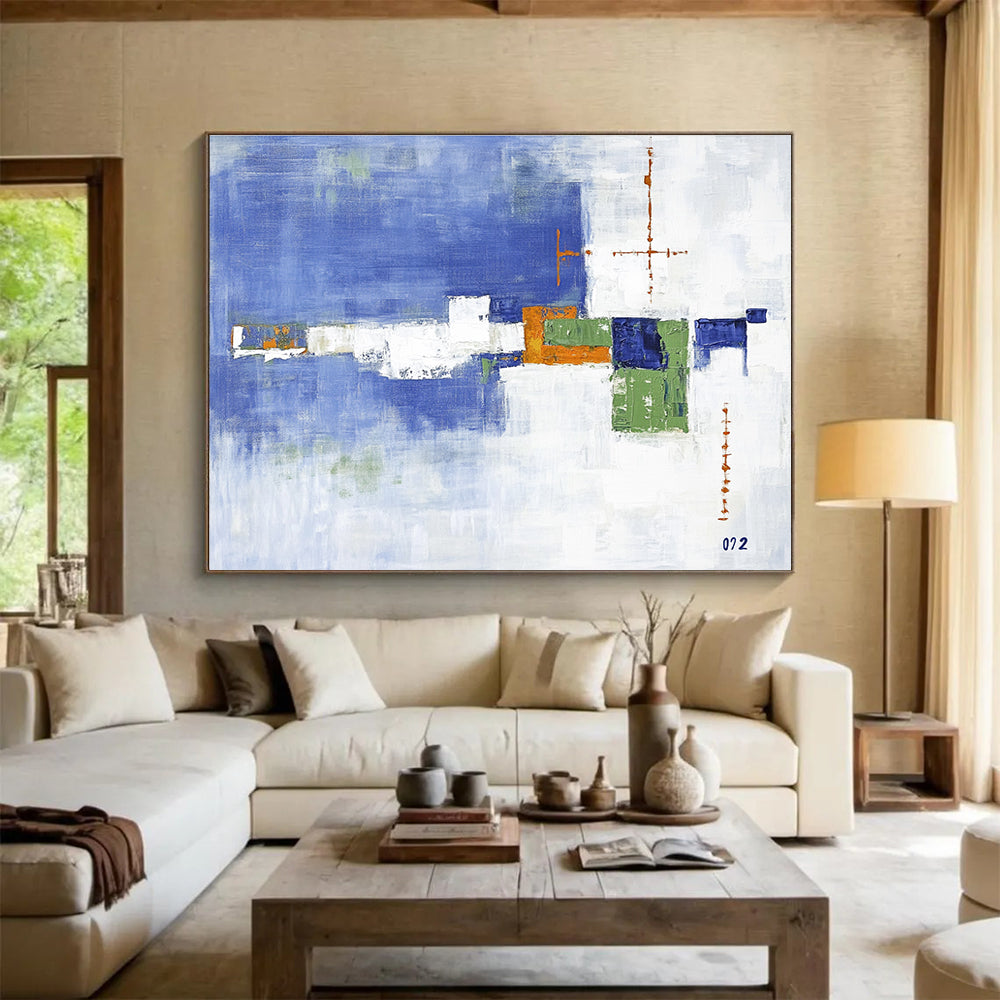 Blue and Green Geometric Abstract Painting DYP086