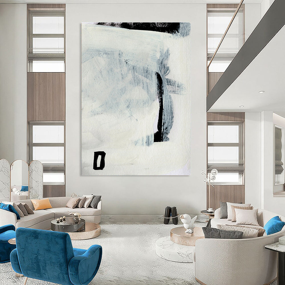 Minimalist Abstract with Gray and Black Forms Painting ADGE204